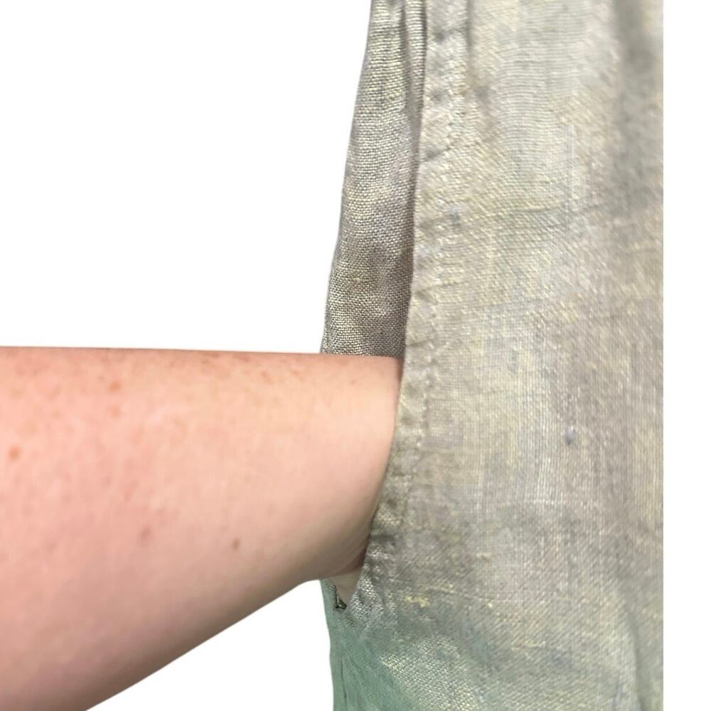 FLAX Green Boho Lagenlook Coastal Grandma Wide Leg Linen Pants XL/2XL - Picture 5 of 9